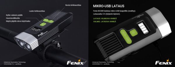 Fenix BC30R USB OLED V2 Ladattava Pyörälamppu - Image 2