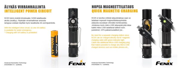 Fenix RC05 magneettiladattava Taskulamppu - Image 2