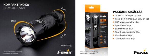 Fenix TK20R mikro-USB ladattava taskulamppu - Image 3