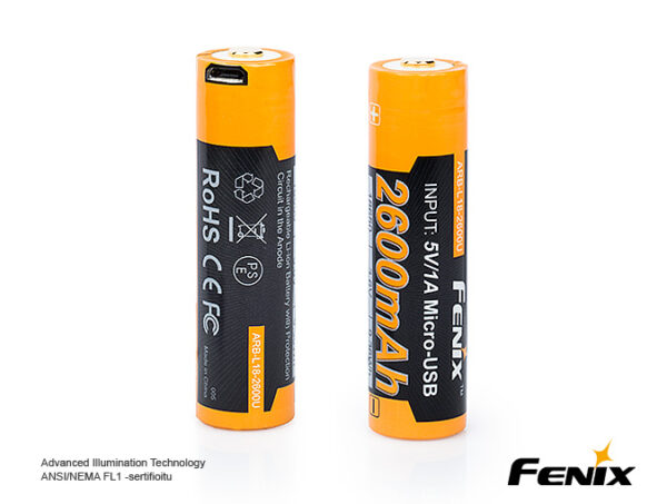 SUPER UUTUUS! Fenix USB-ladattava ARB-L18-2600U 18650 Li-ion akkuparisto