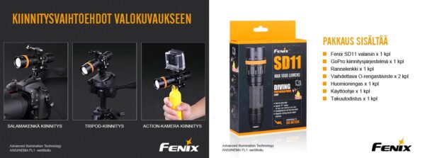 Fenix SD11 valokuvaus- ja sukelluslamppu R+ toiminnolla - Image 3