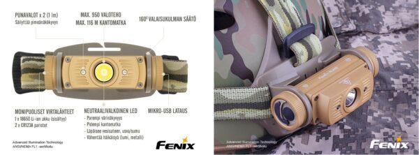 Fenix HL60R DESERT CAMO otsalamppu.SPECIAL MALLI! - Image 2