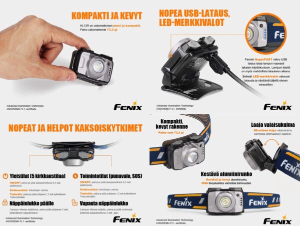 Fenix HL12R ladattava otsalamppu - Image 2