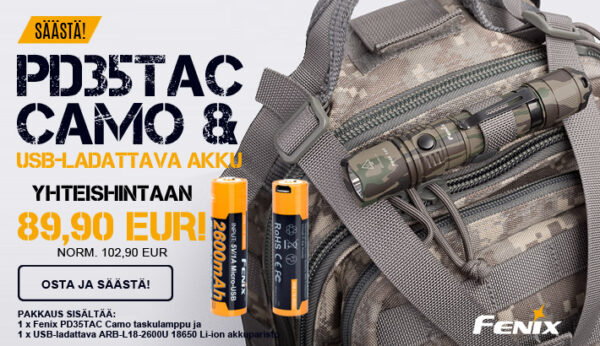 Fenix 35 TAC Camo taskulamppu+USB Ladattava akku