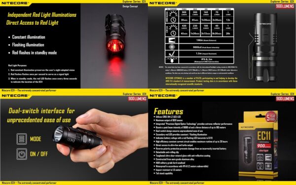 NiteCore EC11 Taktinen Taskulamppu - Image 3