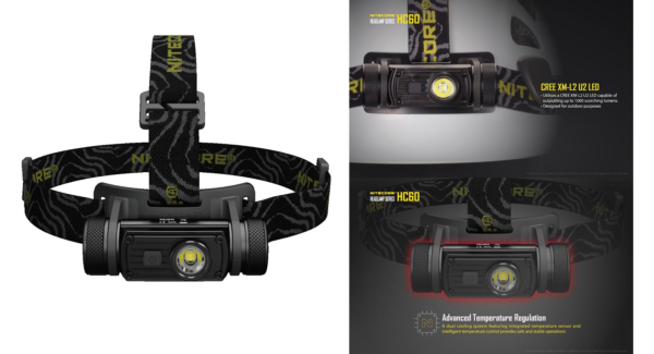 NiteCore HC60 1000 lumen USB Ladattava Otsalamppu - Image 2