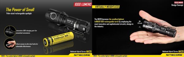 NiteCore MH20 (1000 lumen 220 m kantama)Taskulamppu - Image 2