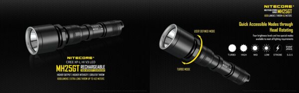 NiteCore MH25GT (1000 lumen 452 m kantama Ladattava Taskulamppu - Image 2