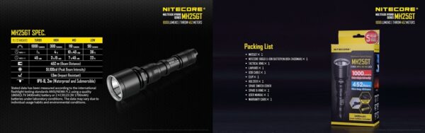 NiteCore MH25GT (1000 lumen 452 m kantama Ladattava Taskulamppu - Image 3