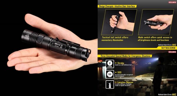 NiteCore MH12 Taktinen Taskulamppu - Image 2