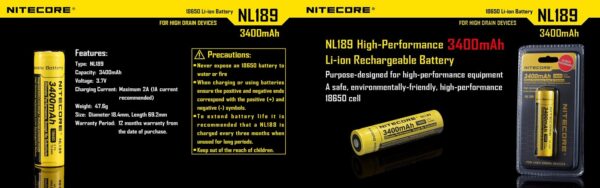 NiteCore NL189 18650 Akkuparisto 3400mAh - Image 3