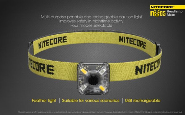 NiteCore NU-05 Ultrakevyt ladattava Otsavalo/Pyörävalo - Image 2