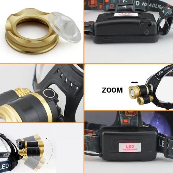 Boruit RJ-3000 Gold 3xCree Led otsalamppu - Image 2