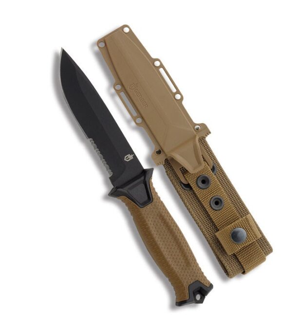 GERBER STRONGARM BLACK SERRATED BLADE COYOTE BROWN HANDLES - Image 2